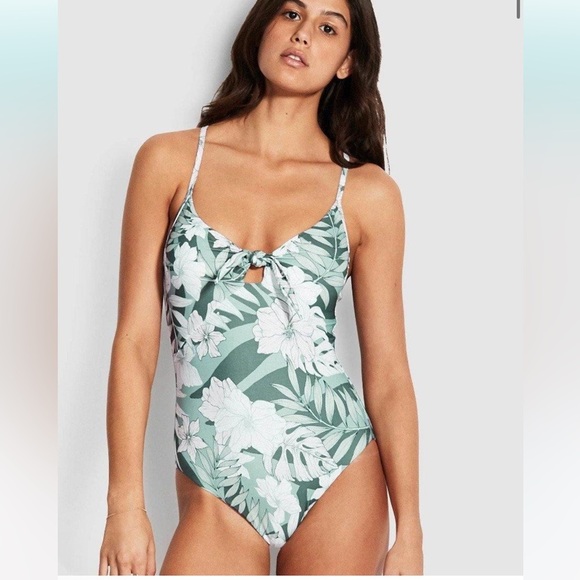 NWOT Seafolly Copacabana Tie Front One Piece size 6 us - Picture 1 of 15